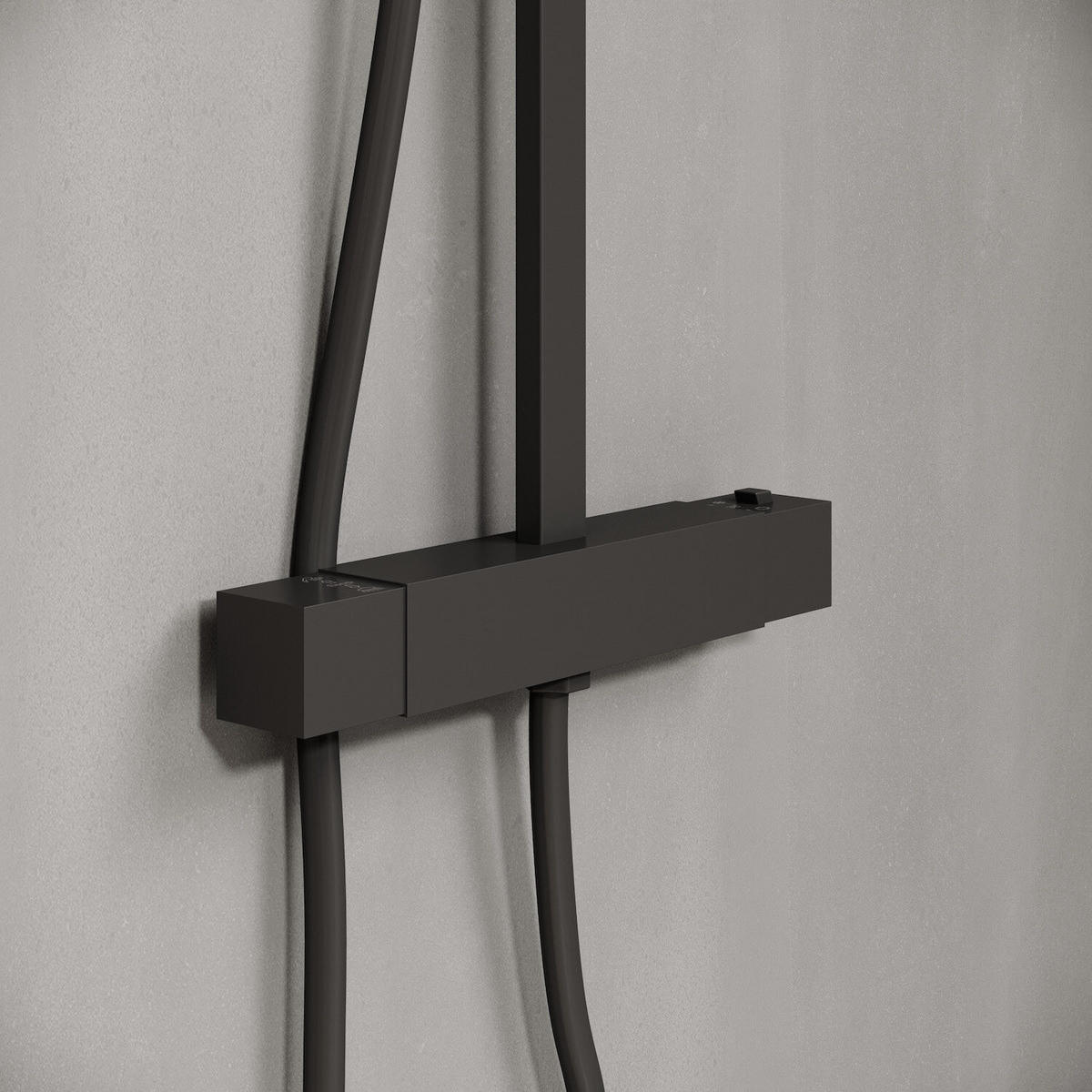 DUSCHSET Levu Schwarz Messing - Thermostat - Schwarz, Metall (8/26/71cm) - Badplaats