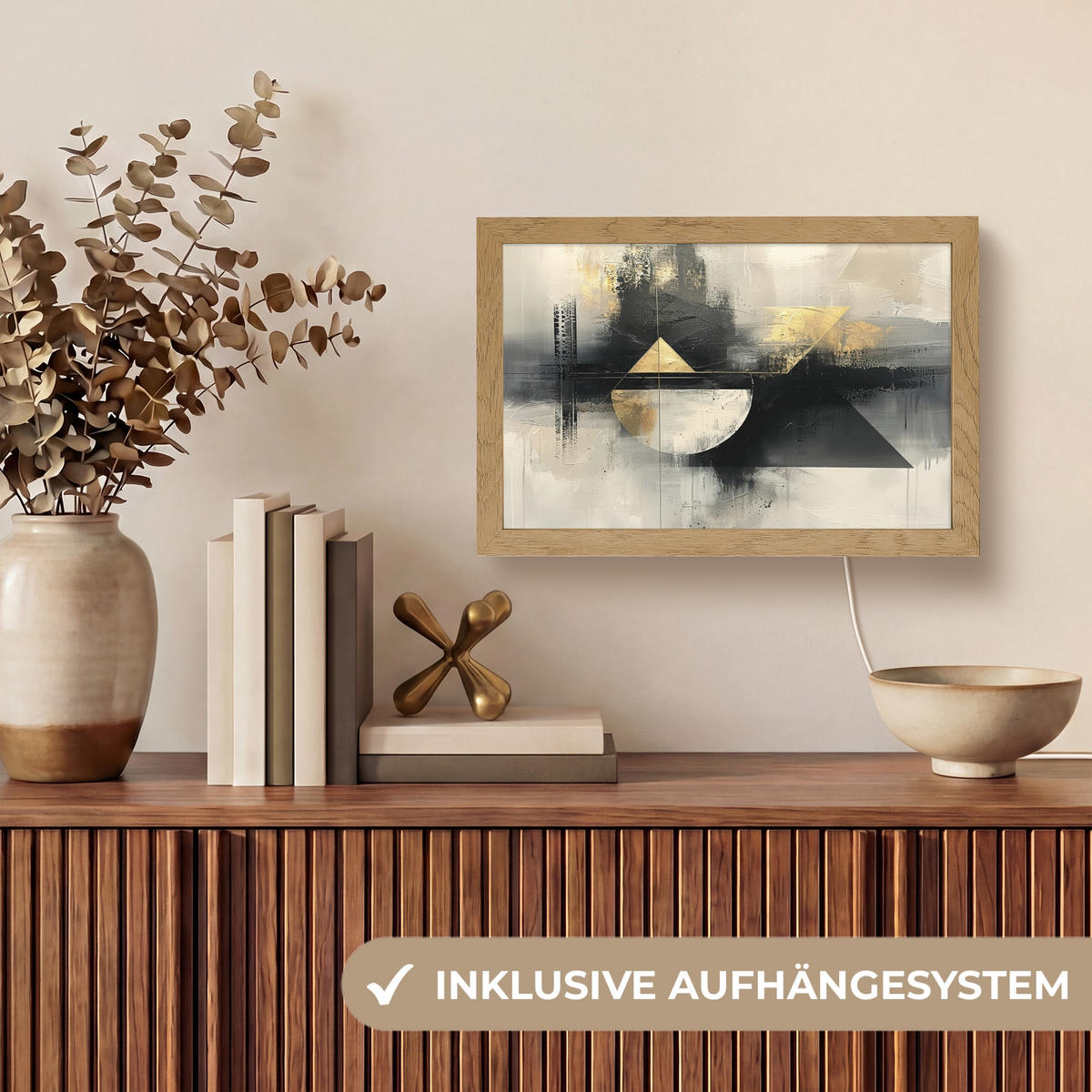 NÁSTĚNNÁ LAMPA Abstraktní - černá - barva - moderní 30x20 cm - šedá, kompozitní dřevo (30/20/8cm) - OnlyWow