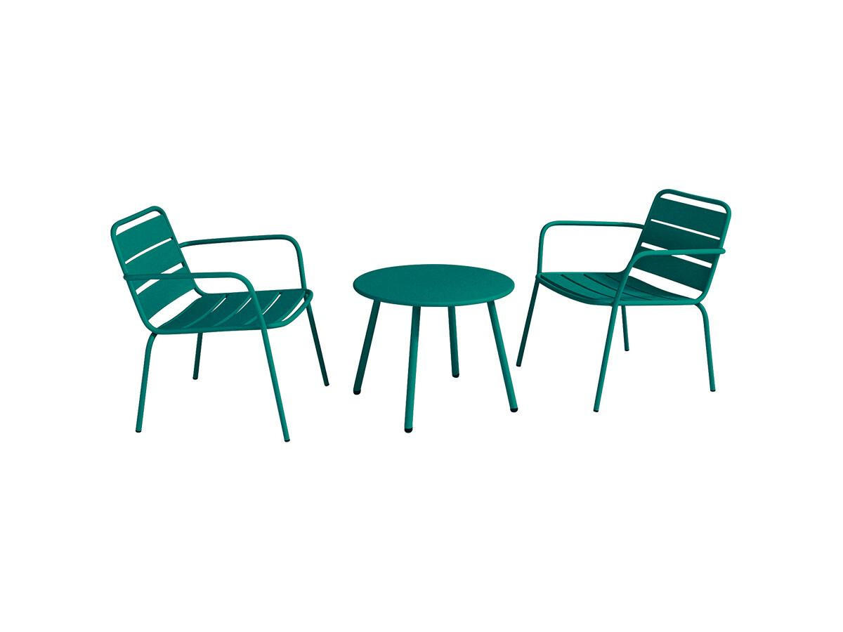 GARTENSITZGRUPPE im Set - 2 Personen - Metall - Blaugrün - - Opal, Metall - Vente-Unique
