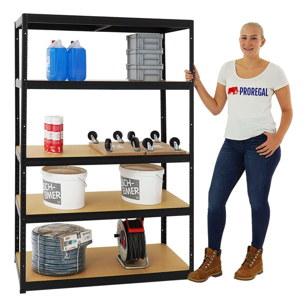 SCHWERLASTREGAL Big Elephant M 180x120x60 cm Fachlast 250 kg Schwarz - Schwarz, Metall (120/180/60cm) - PROREGAL