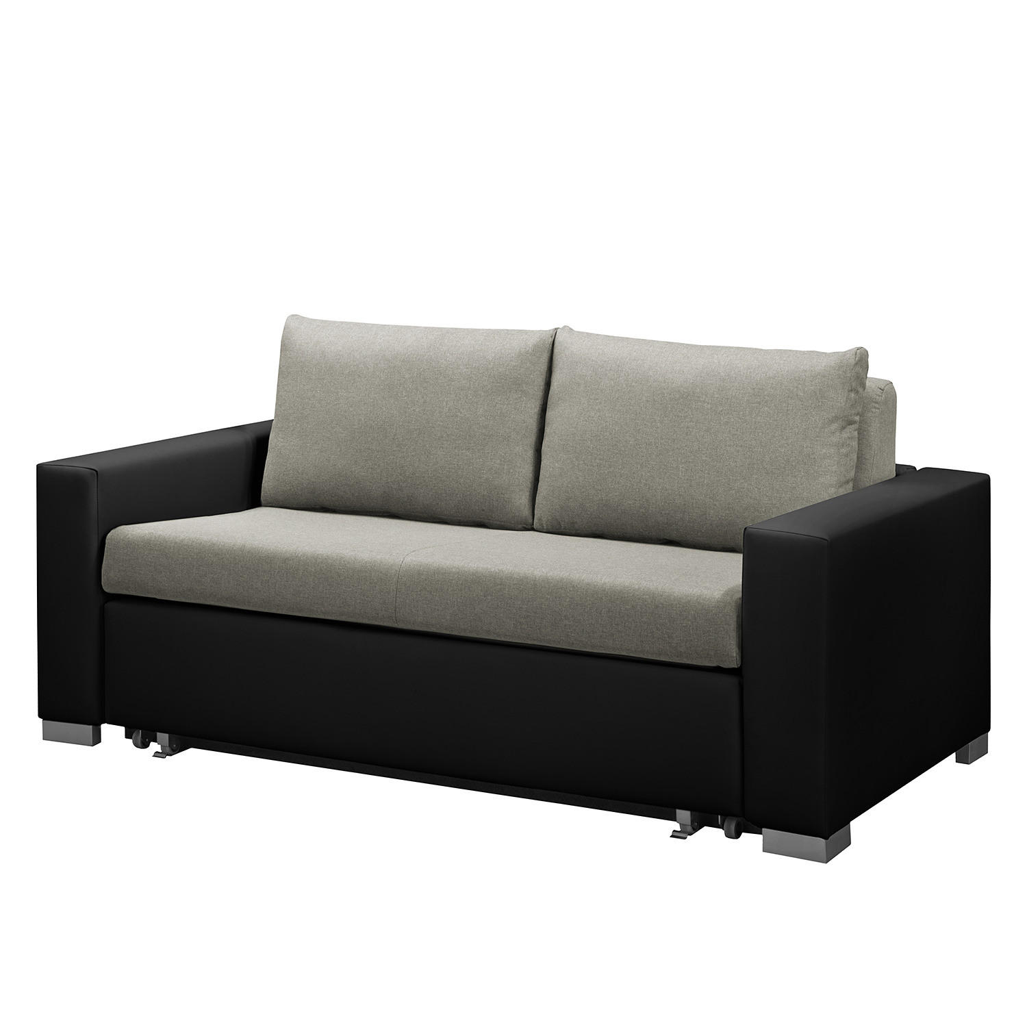 SCHLAFSOFA - Silberfarben/Schwarz, Kunststoff/Textil (173/90/90cm) - home24