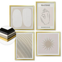 WANDBILDER 4er Set - 50x50 cm & 40x60 cm Goldrahmen - Minimalistische Sandwellen - Goldfarben, Kunststoff (50/50cm) - ArtPrintCave