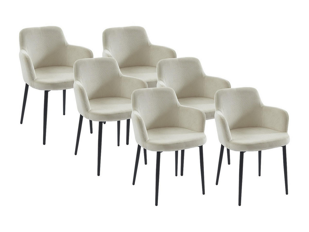 STUHL 6er-Set - Cord & Metall - Cremefarben - CELOLA - Creme, Textil (80/82/59cm) - Pascal Morabito