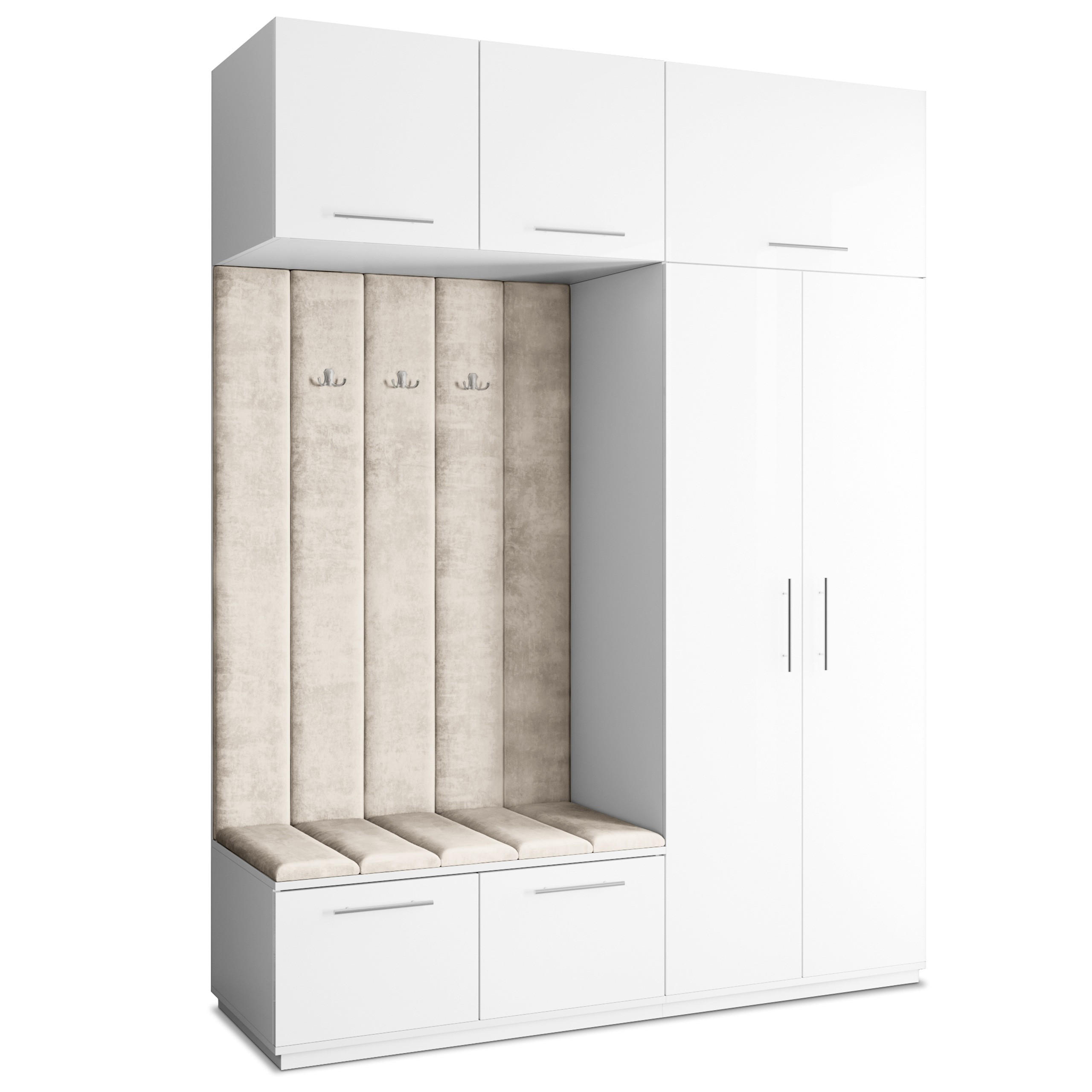 Masseno Garderobenschrank Weiß, Beige 180x240x60 cm