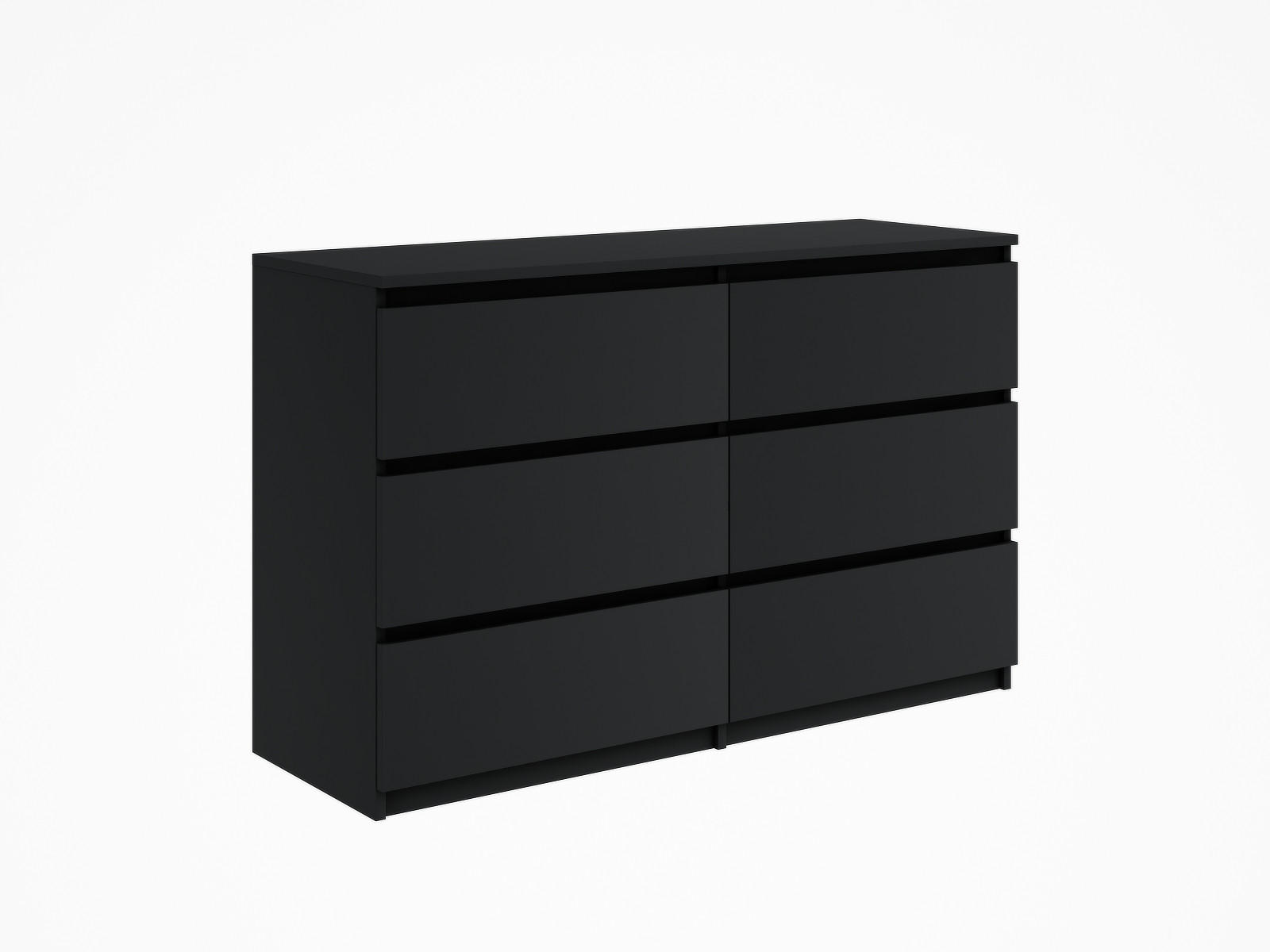 KOMMODE mit 6 Schubladen 120 cm holz schwarz - Schwarz, Holzwerkstoff (120/76/35cm) - EMIX24