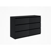 KOMMODE mit 6 Schubladen 120 cm holz schwarz - Schwarz, Holzwerkstoff (120/76/35cm) - EMIX24