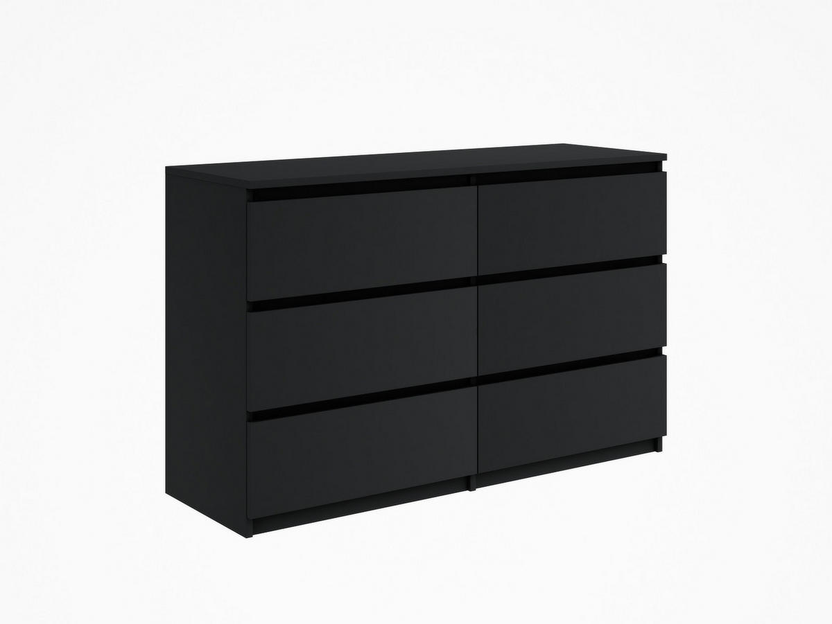 KOMMODE mit 6 Schubladen 120 cm holz schwarz - Schwarz, Holzwerkstoff (120/76/35cm) - EMIX24