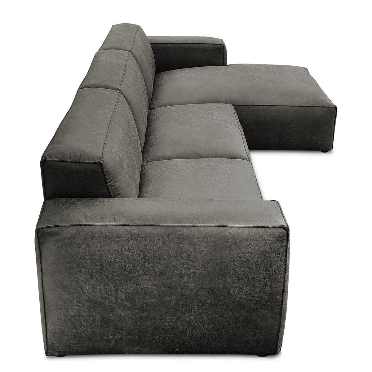 ECKSOFA mit Longchair - Dunkelgrau/Schwarz, Kunststoff (345/170cm) - home24