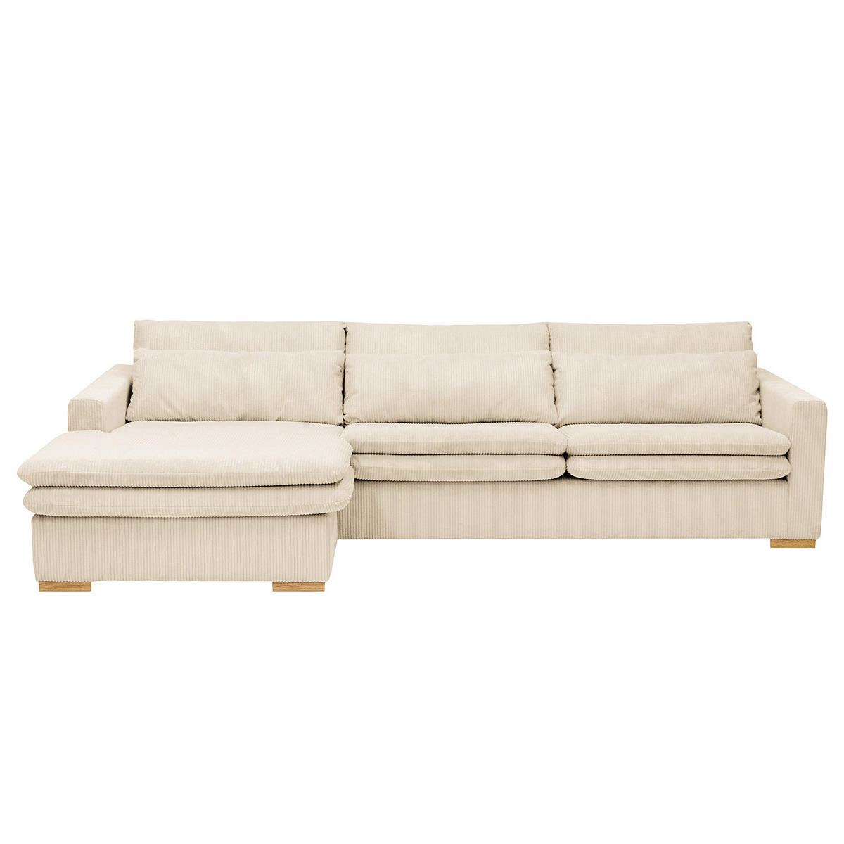 ECKSOFA mit Longchair - Creme, Textil (299/164cm) - home24