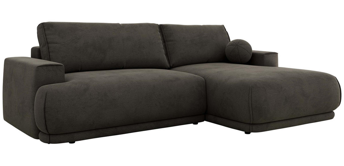 ECKSCHLAFSOFA RINA L Dunkelgrau Velvet - rechts - Dunkelgrau/Schwarz, Kunststoff/Textil (170/267cm) - MKS