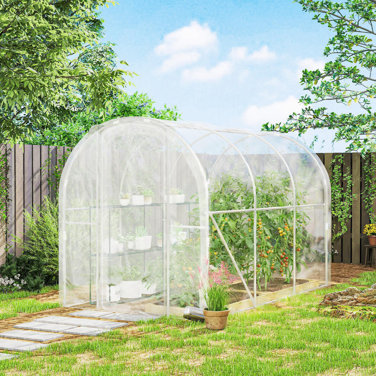GEWÄCHSHAUS DE-12064 6 m² mit Scharniertür Grün - Transparent, Kunststoff (200/195/300cm) - ComfortXL