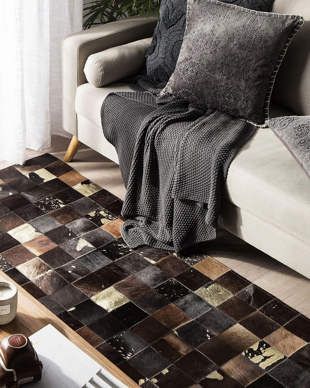 KURZFLOR-TEPPICH Bandirma 230/160 cm - Braun, Fell (160/230cm) - Beliani