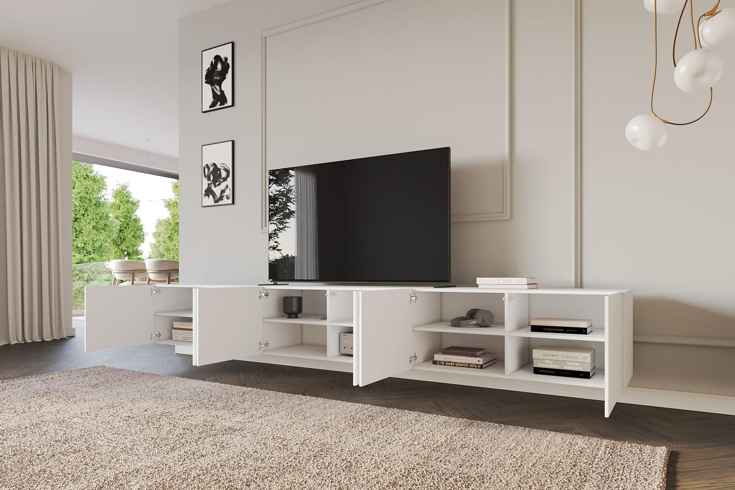 LOWBOARD KITO-W 3x100x40x41 cm - Weiß - Weiß, Holzwerkstoff (300/40/41cm) - ALTDECOR