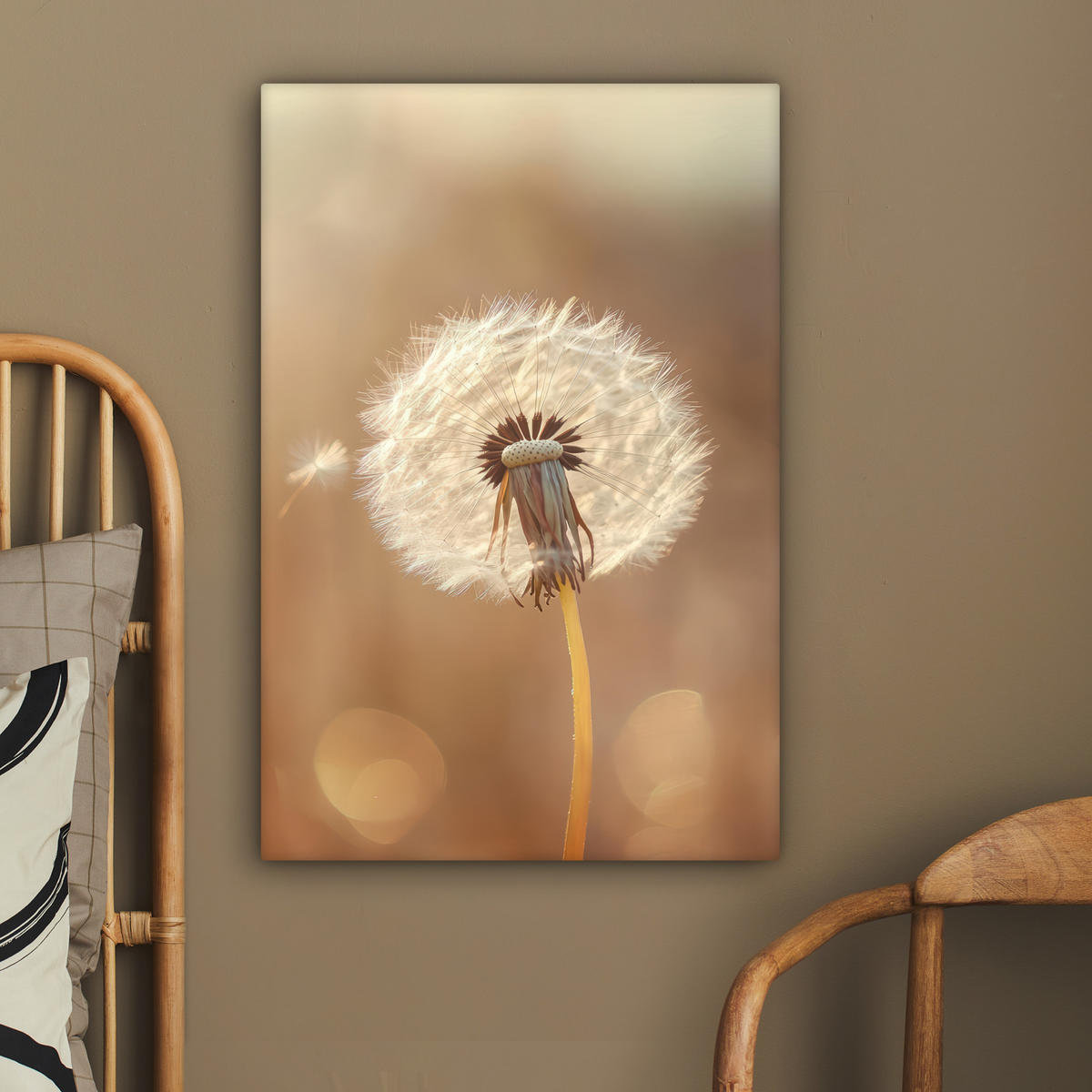 LEINWANDBILD Löwenzahn - Beige - Natur - Blume 60x90 cm - Hellbraun, Textil (60/90cm) - MuchoWow