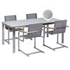 GARTENMÖBEL SET 4-Sitzer Keramik-Glas Textil grau Cosoleto - Silberfarben/Grau, Glas - Beliani