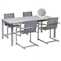 GARTENMÖBEL SET 4-Sitzer Keramik-Glas Textil grau Cosoleto - Silberfarben/Grau, Glas - Beliani