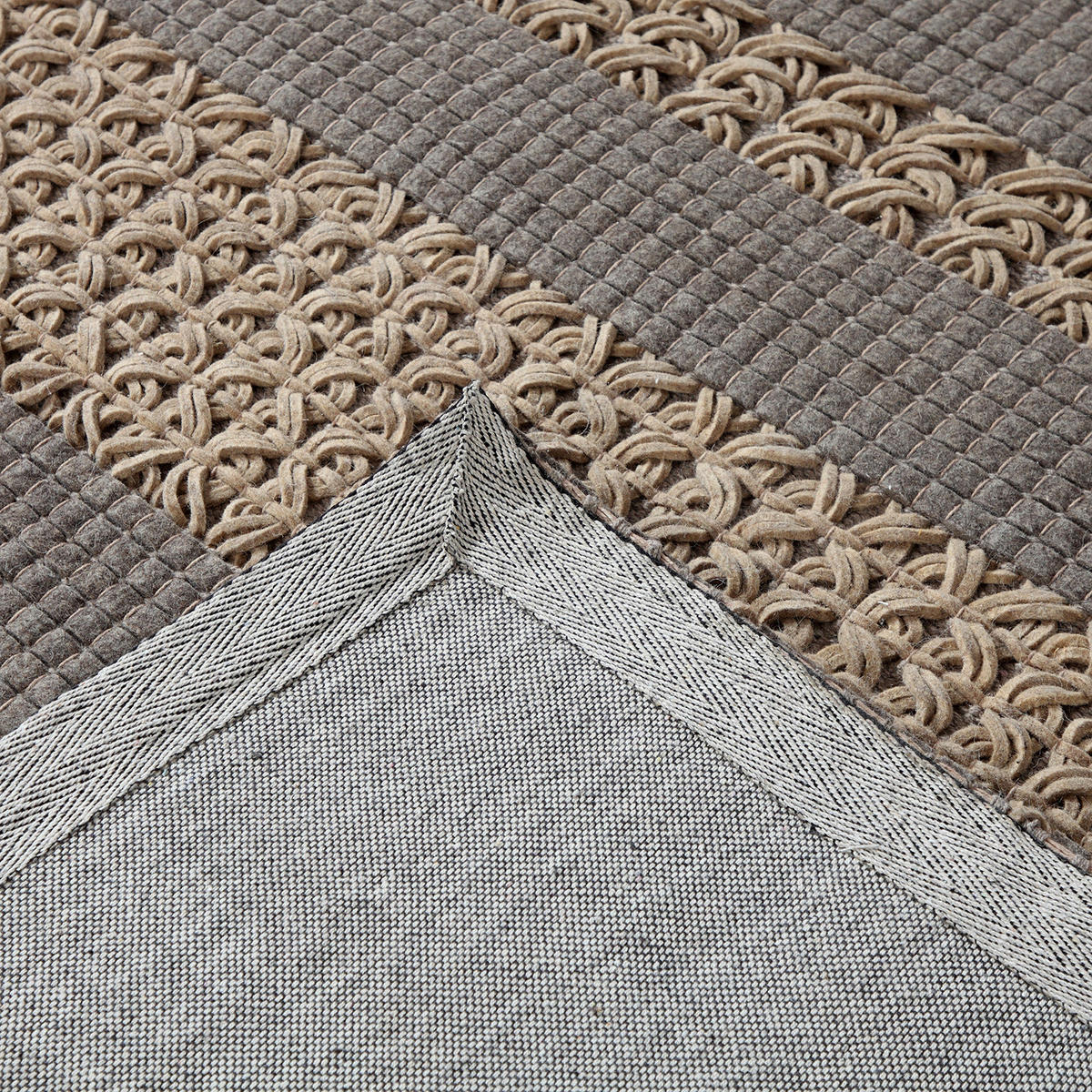 WOLLTEPPICH - Wolle/Polyester - Grau / Beige - Grau, Textil (160/230cm) - home24