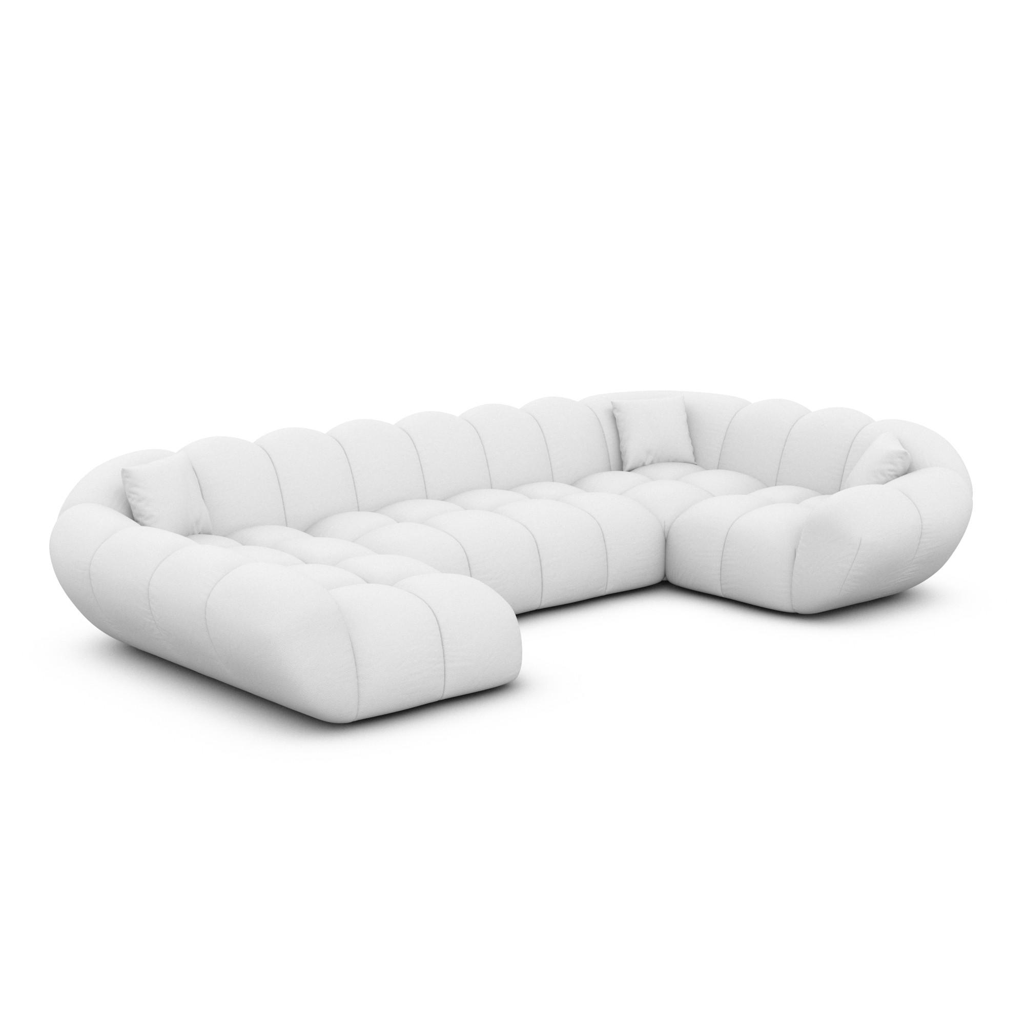 WOHNLANDSCHAFT Liva Weiß Kunstleder U-Form XL Links - Weiß, Kunststoff (323/70/193cm) - VAROYAL