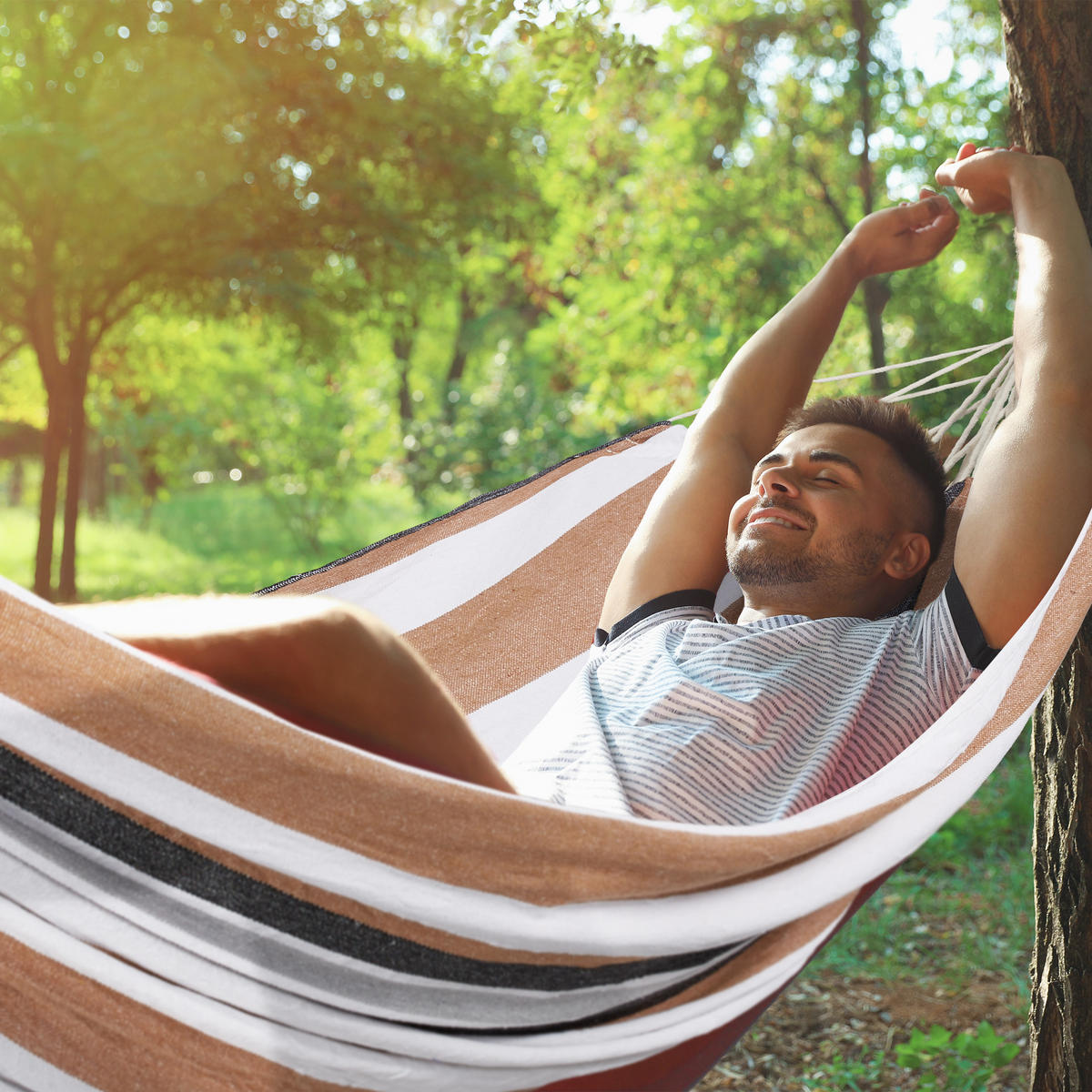 HÄNGEMATTE - Braun, Textil (150/3/272cm) - Relaxdays