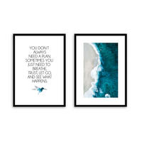 BILD mit Rahmen 2er Set 51x71 cm Spruch: Motivation Natur - Blau, Holz (51/71cm) - artissimo