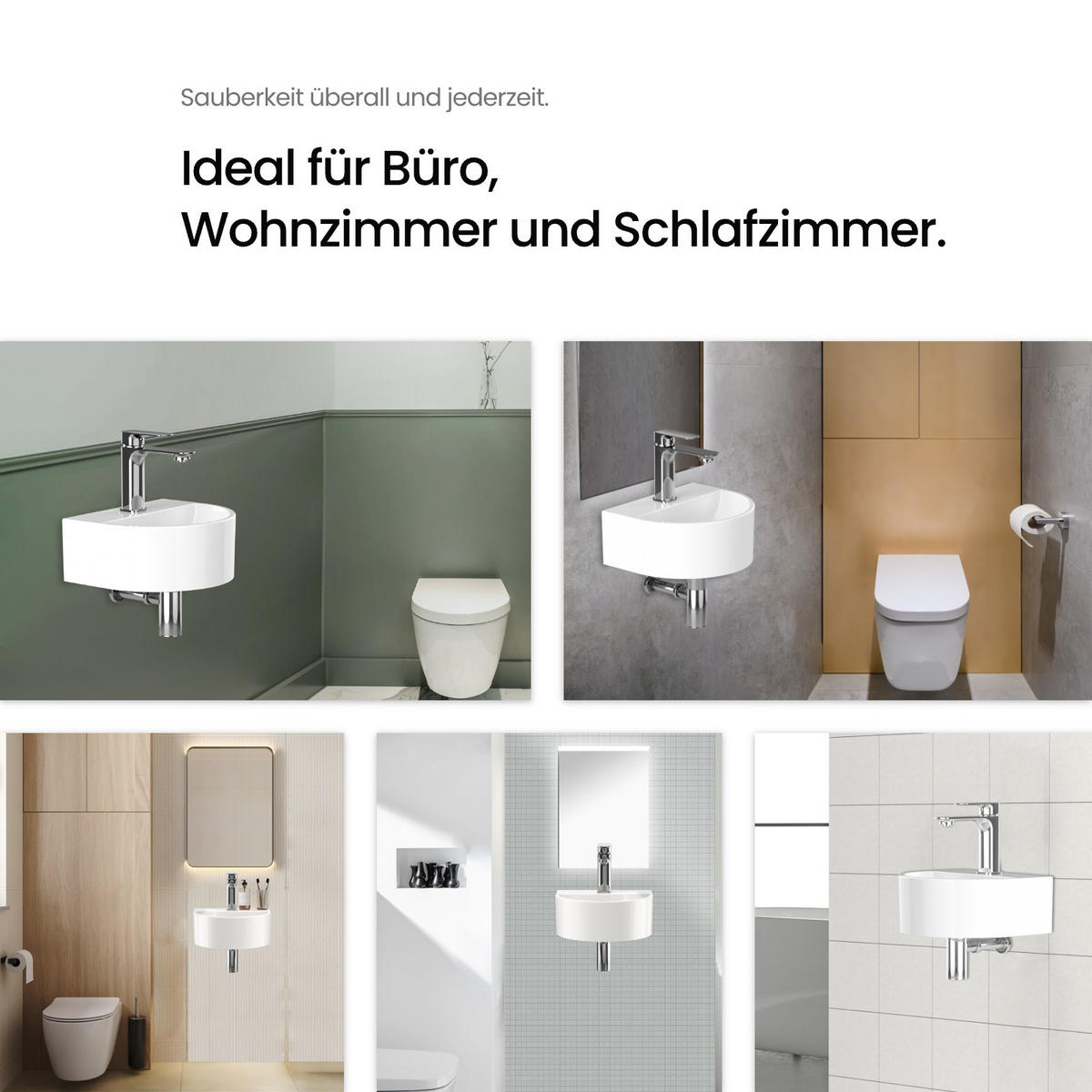 WASCHBECKEN U-förmig Wandmontage Glänzend Weiß - Weiß, Keramik (25.5/12/30.3cm) - EMKE