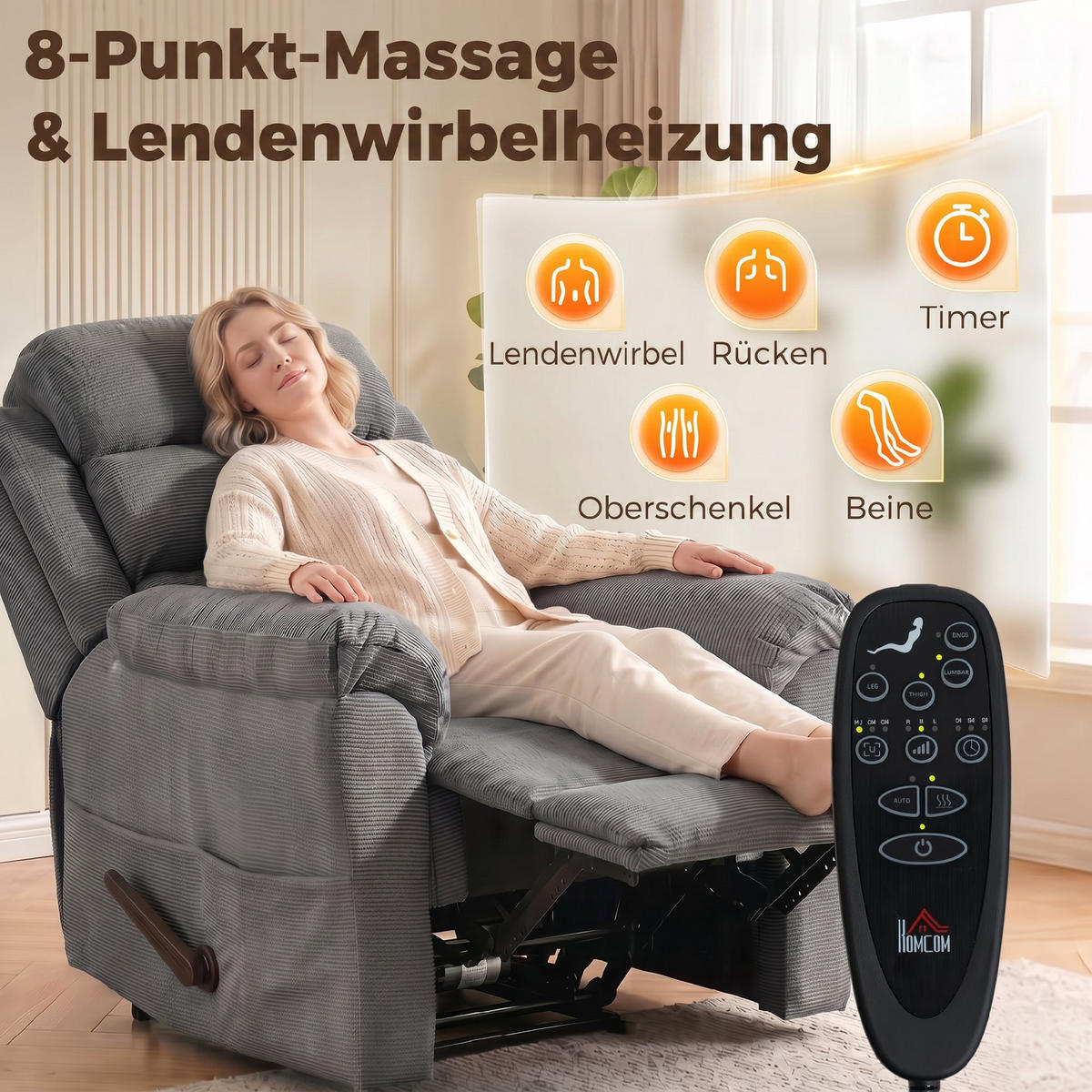 MASSAGESESSEL Polyester Grau - Grau, Textil/Metall (87/109/95cm) - HOMCOM