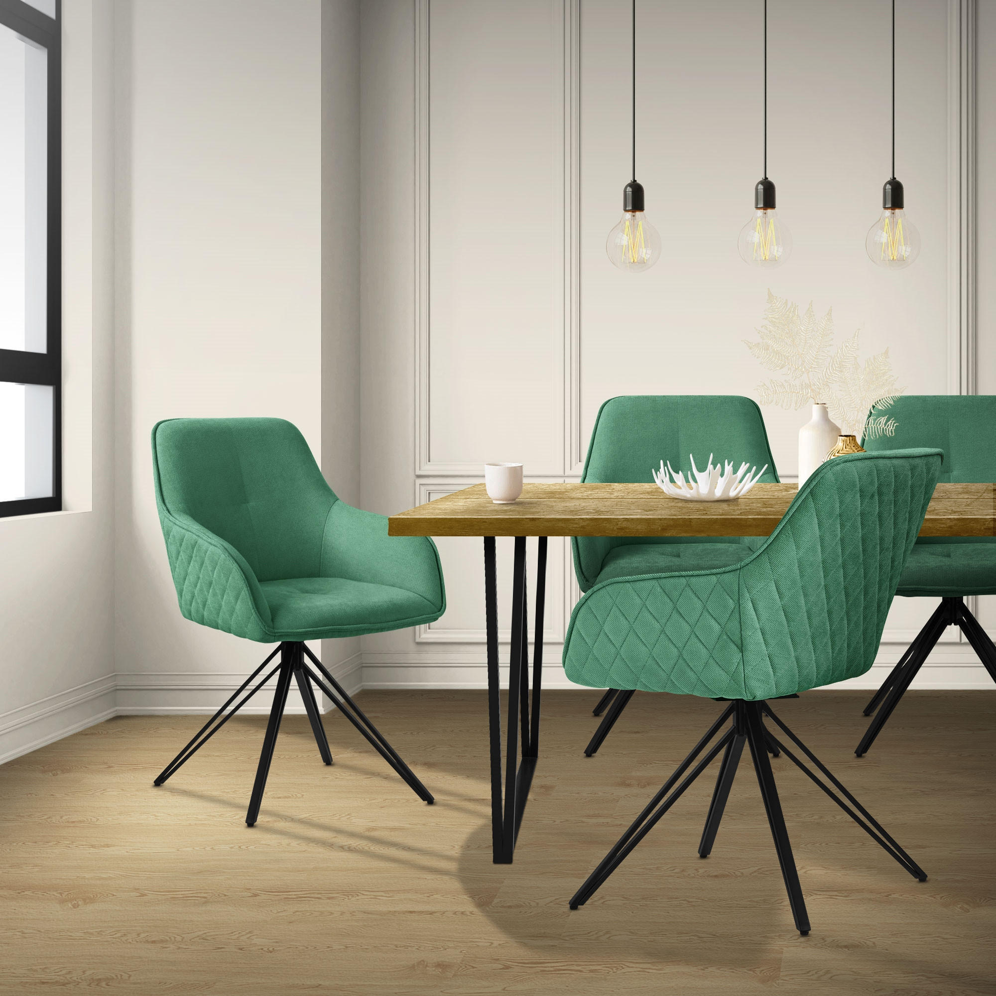 ESSZIMMERSTUHL 4er Set grün - Grün, Textil (61/84.5/57cm) - ML-DESIGN