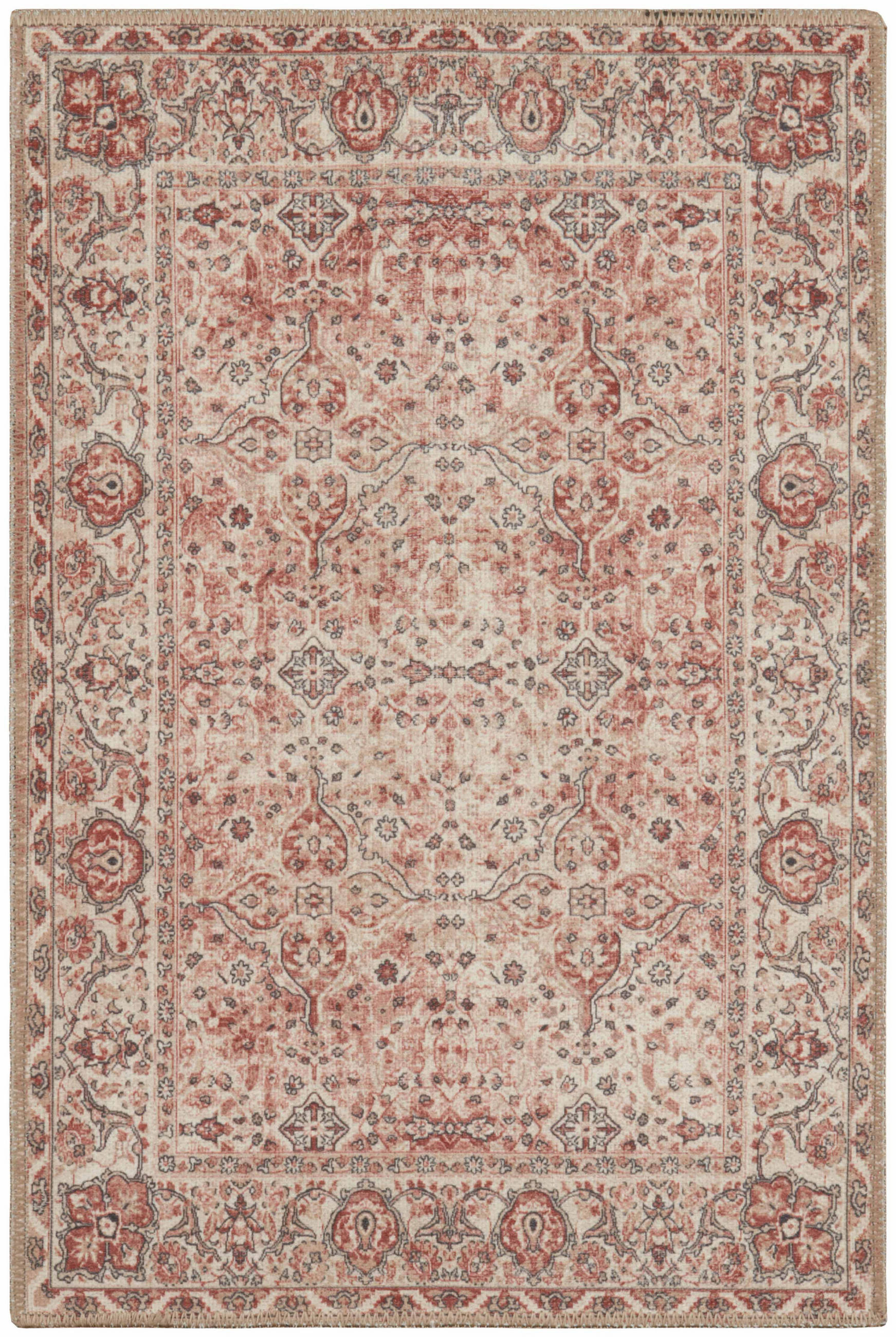 VINTAGE-TEPPICH mit Blumenmuster in Rosa und Creme Carry 67x100 cm - Pink, Textil (67/100cm) - Nazar Rugs
