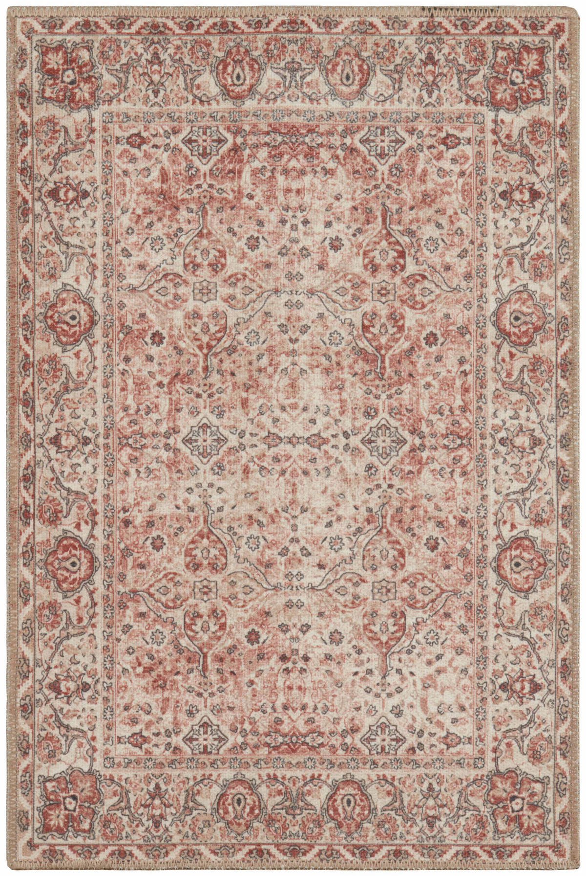 VINTAGE-TEPPICH mit Blumenmuster in Rosa und Creme Carry 67x100 cm - Pink, Textil (67/100cm) - Nazar Rugs