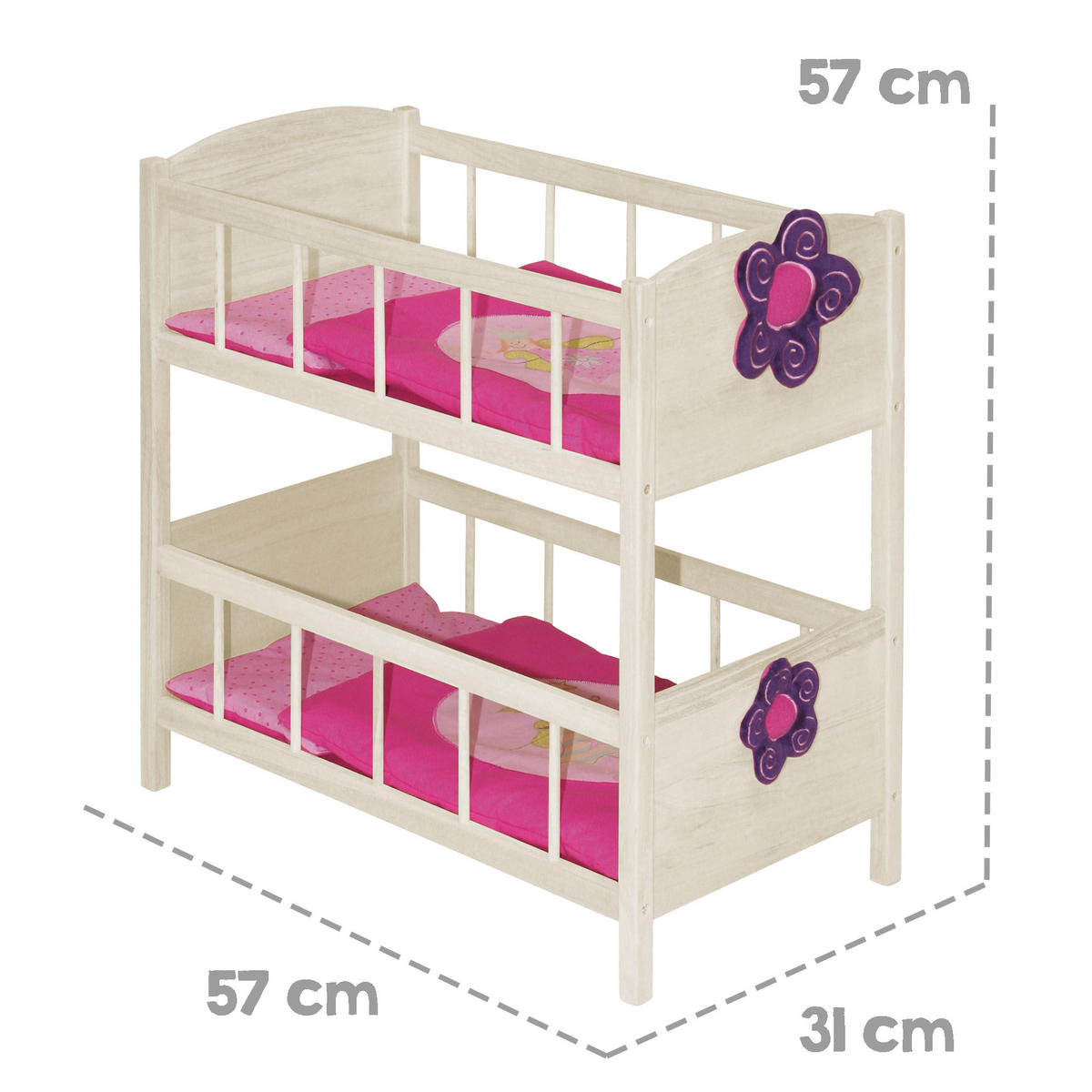 PUPPENETAGENBETT Happy Fee - Naturfarben, Holz (57/57/31cm) - Roba
