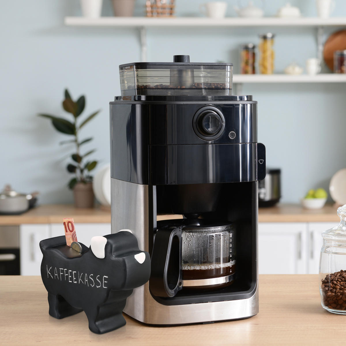 SPARDOSE - Schwarz, Keramik (8.5/17/20cm) - Relaxdays