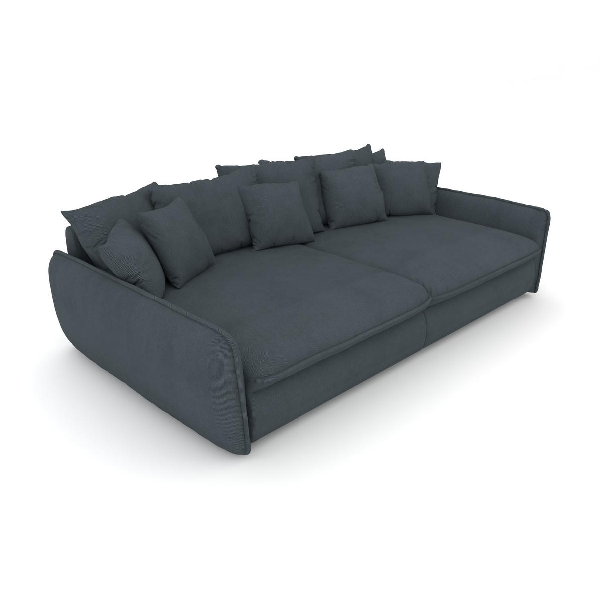 BIGSOFA Hereford XXL Cord Türkis inkl. 12 Kissen 274/131/61 cm - Blaugrau, Kunststoff/Textil (274/61/131cm) - foamnova