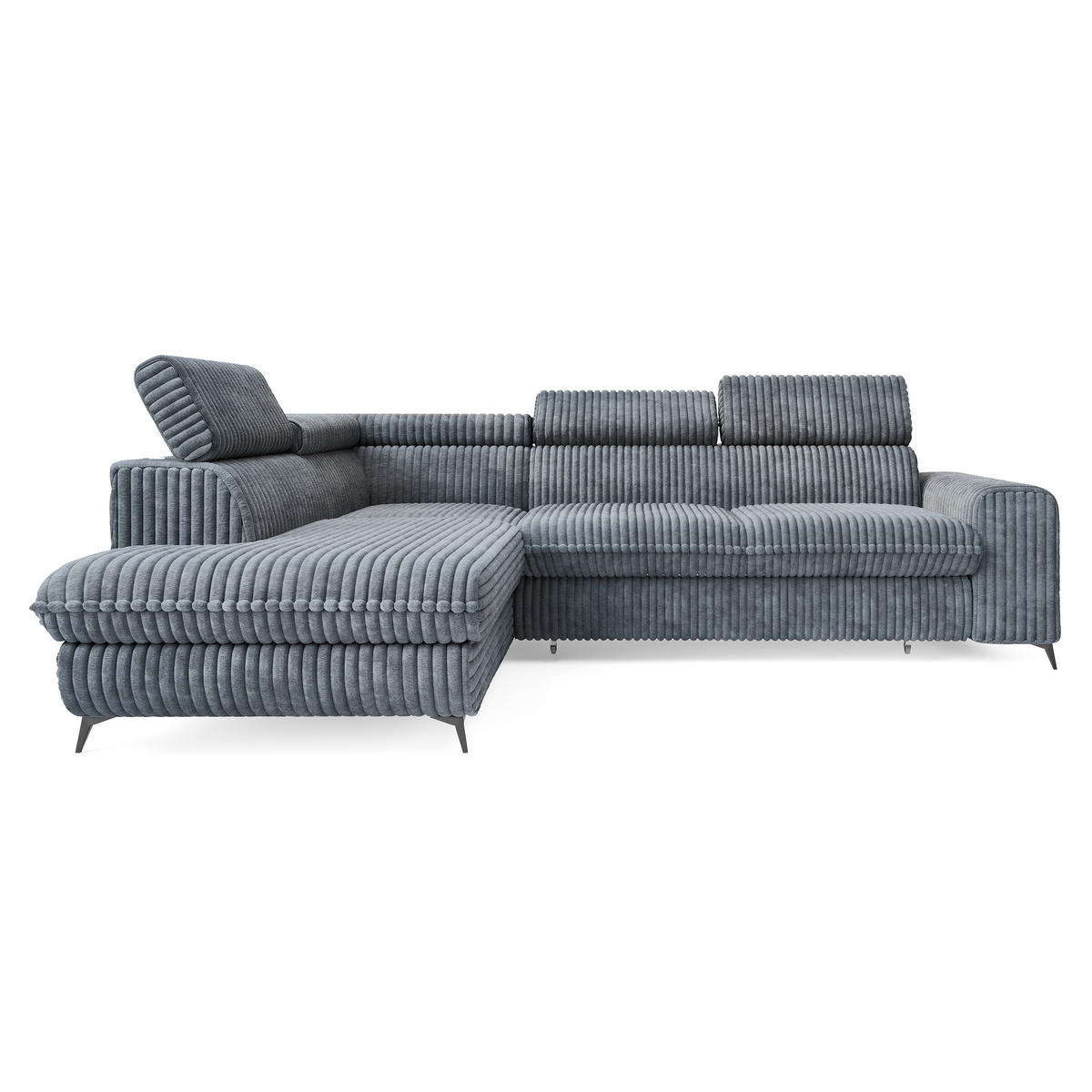 ROHOVÁ SEDAČKA VELISS šedá - šedá/černá, kov/dřevo (255/193cm) - MASSENO