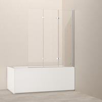 DUSCHWAND für Badewannen Faltbar mit Schwenkfunktion 140/120 cm - Transparent, Glas (120/140cm) - EMKE