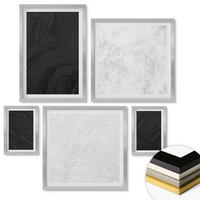 WANDBILDER 5er Set - 50x50 cm & 20x30 cm & 40x60 cm Silberner Rahmen - Dunkles Licht, glamouröse Marmor - Silberfarben, Kunststoff (40/60cm) - ArtPrintCave