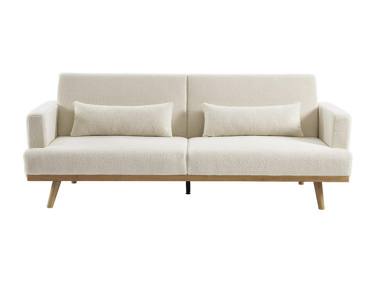 KLAPPSOFA 3-Sitzer mit Schlaffunktion - Bouclé-Stoff - Weiß - ESME - Weiß, Textil (216/85/89cm) - Vente-Unique