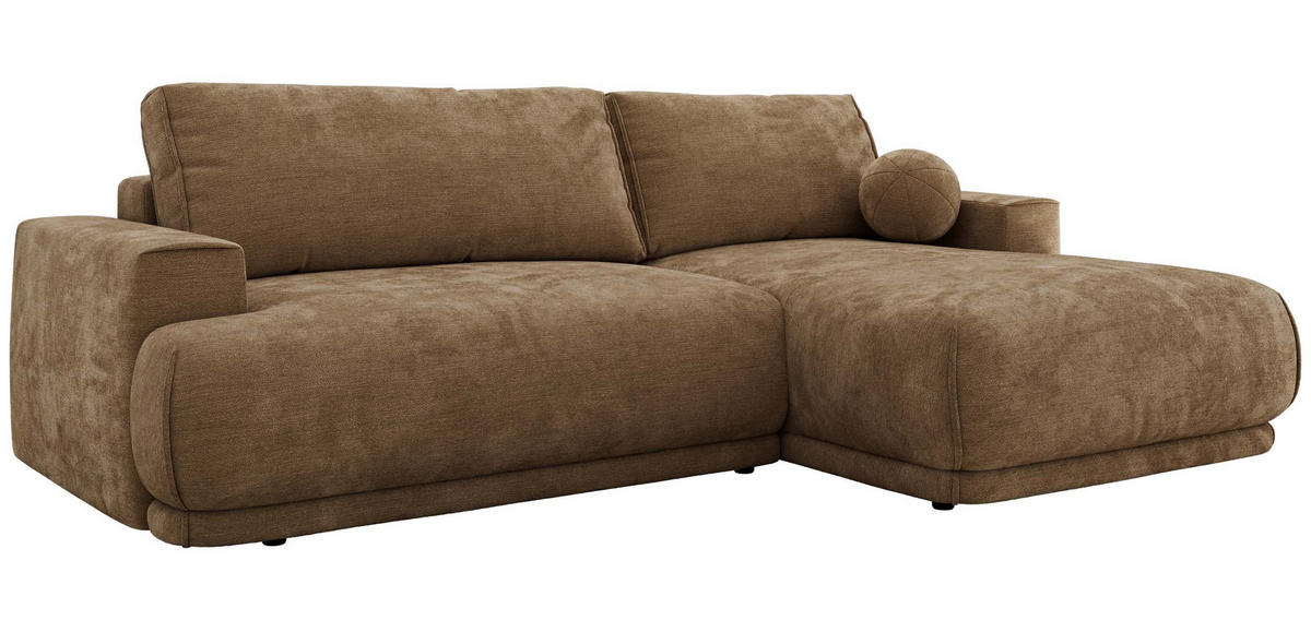 ECKSCHLAFSOFA RINA L Braun Schenille glatt - rechts - Schwarz/Braun, Kunststoff/Textil (170/267cm) - MKS