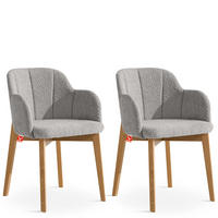 POLSTERSTUHL LONIS Esszimmerstühle 2er Set - Eichefarben/Hellgrau, Holz/Textil (55/82/54cm) - KONSIMO®