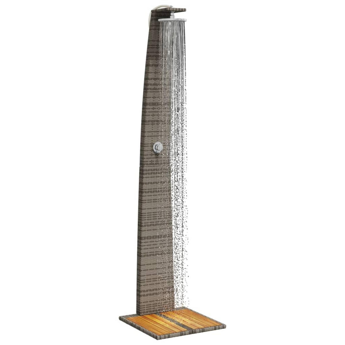 GARTENDUSCHE Grau 55/60/224 Cm Poly Rattan Und Akazienholz - Grau, Holz (55/224/60cm) - vidaXL
