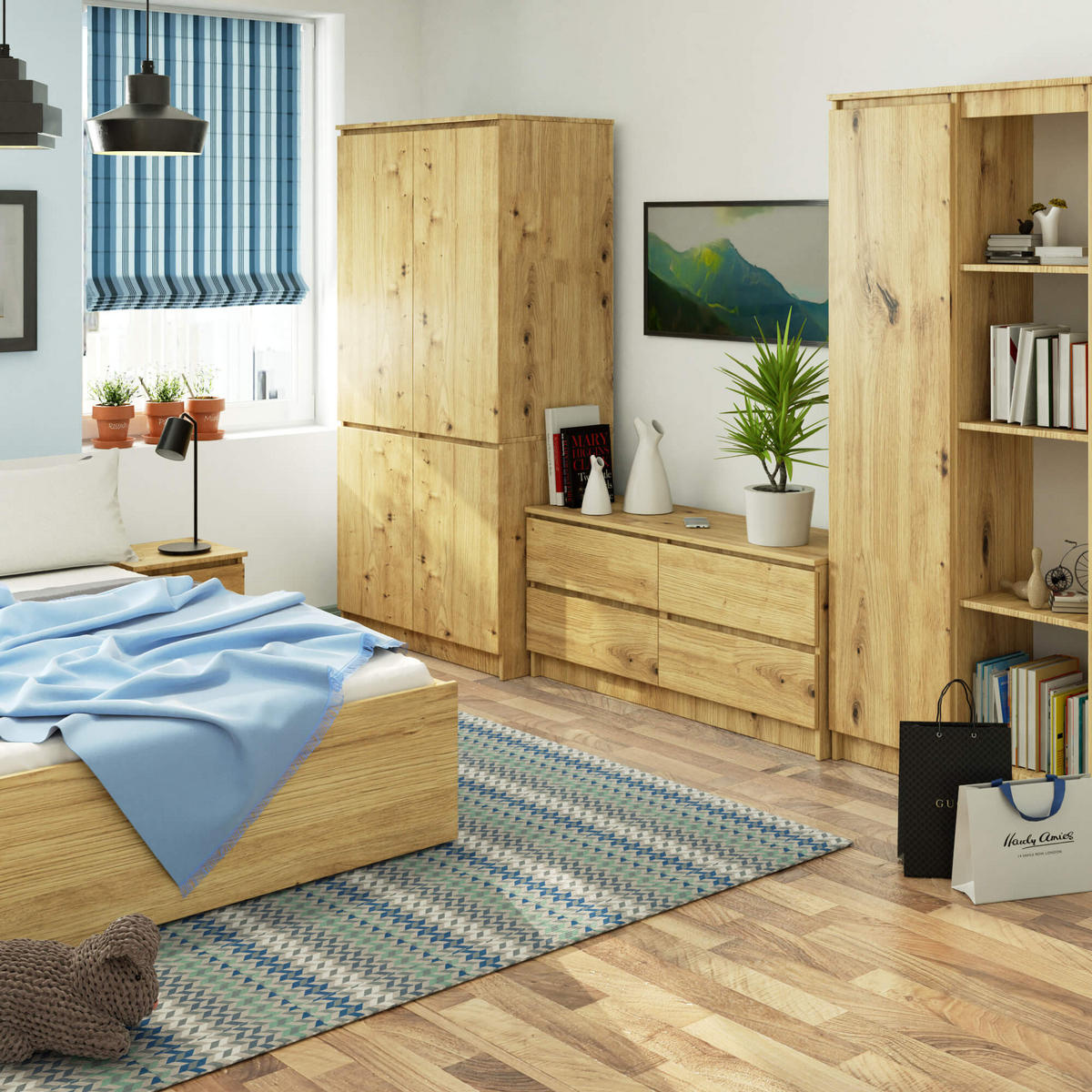 KLEIDERSCHRANK Eiche Artisan 90x51x180 cm - Eiche Artisan, Holzwerkstoff (90/180/51cm) - Akord