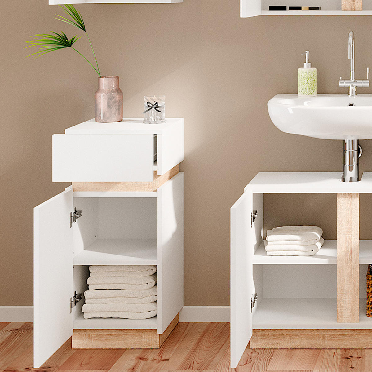 MIDISCHRANK Gloria Weiß 33 x 75.5 cm mit Tür und Schublade - Weiß, Holzwerkstoff (33/75.5/35cm) - Vicco