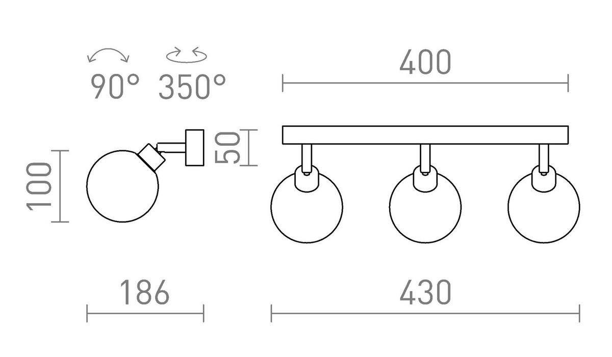 DECKENLEUCHTE BOLLY III Opalglas 9 W IP44 - Chromfarben, Metall (30/30/20cm) - Rendl