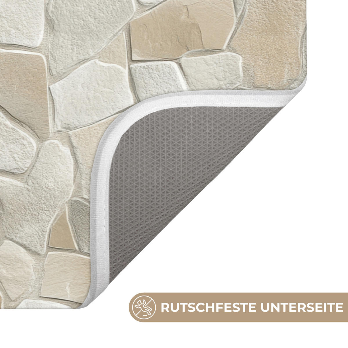 KÚPEĽŇOVÁ PREDLOŽKA Mozaika - Kamienky - béžová 80x50 cm - krémová/béžová, textil/plast (80/50cm) - OnlyWow