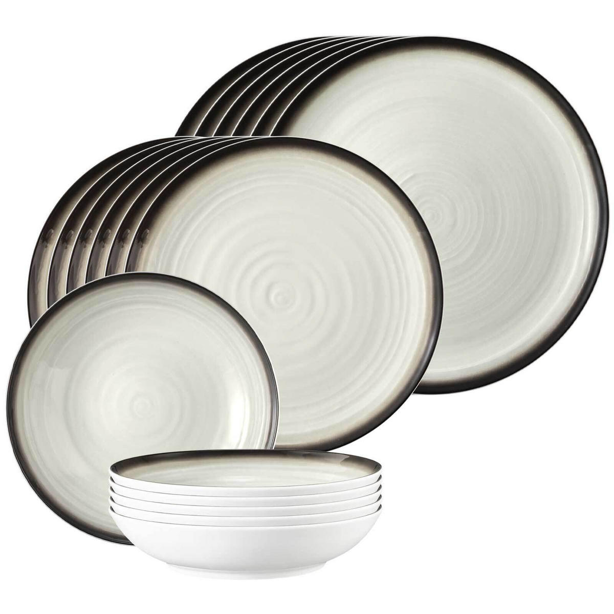TELLER-SET Terra Corso 18er Set - Beige/Grau, Keramik (1/1/1cm) - Seltmann Weiden