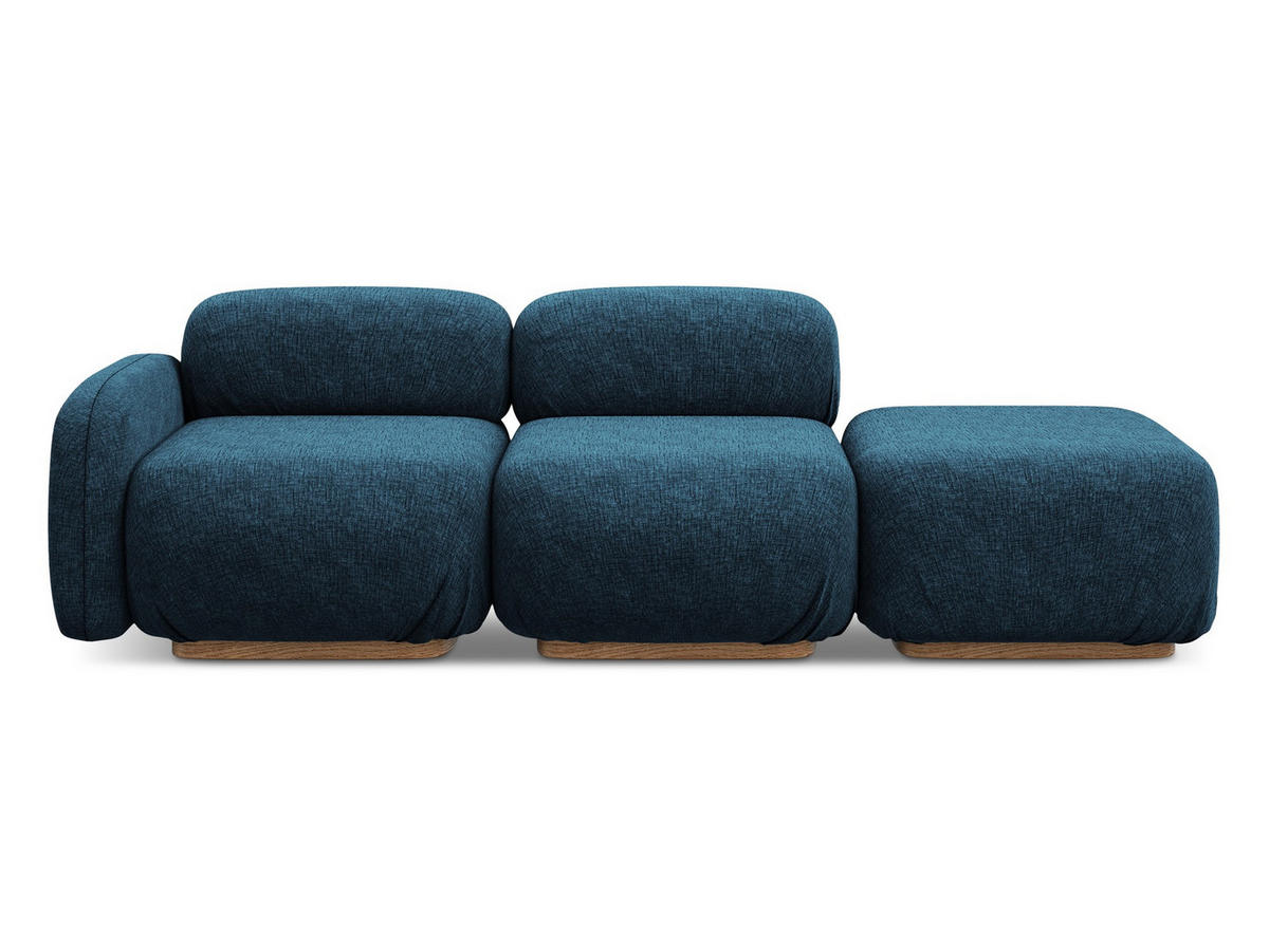 3-SITZER SOFA Rechts Chenille Stoff Blau - Blau/Braun, Holz/Textil (258/73/95cm) - Makamii