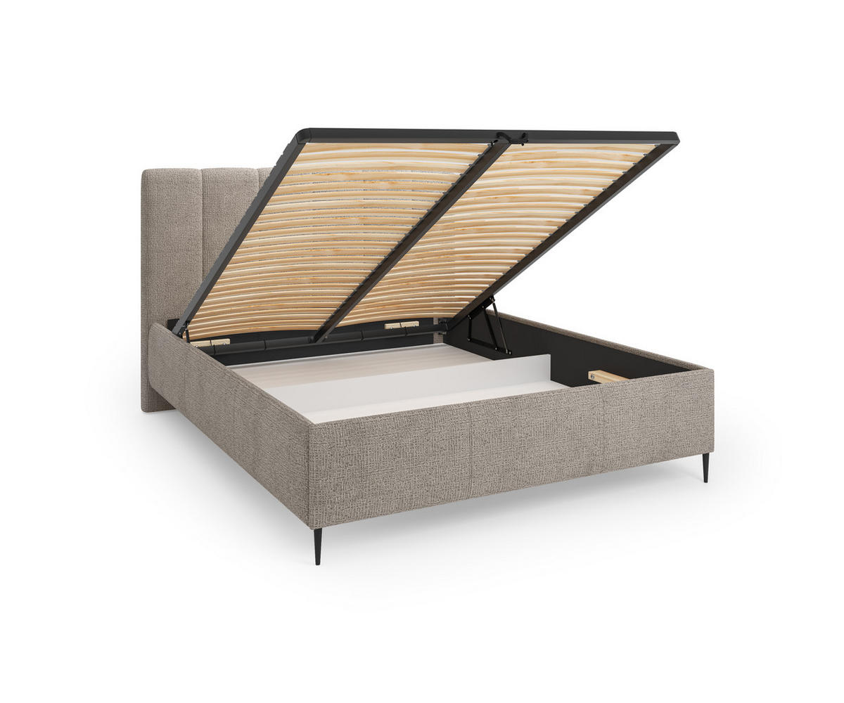 POLSTERBETT Zart 160x200 cm mit Bettkasten und Gasdruckfedern – Grau, modernes Design - Grau, Textil (160/200cm)