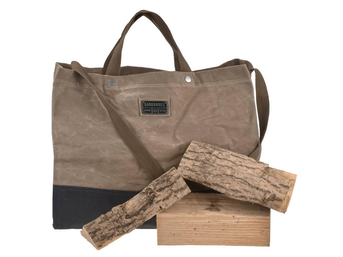 KAMINHOLZTASCHE Neelum khaki aus 12oz Canvas 20/49/39 cm - Braun, Textil (20/39/49cm) - BAREBONES