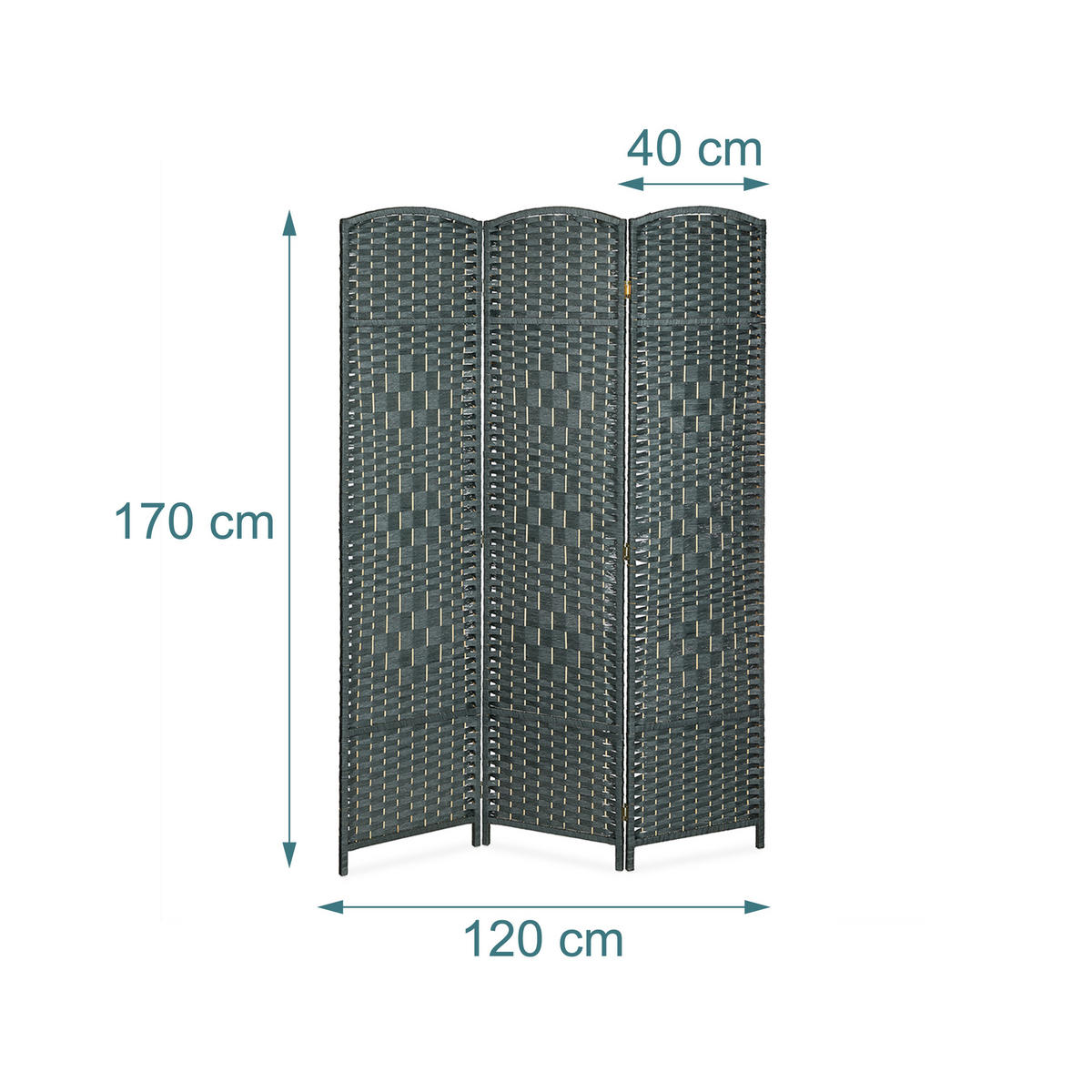 PARAVENT - sivá, drevo/papier (120/170/2cm) - Relaxdays