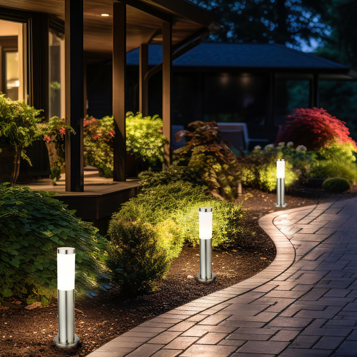 LED WEGELEUCHTE Edelstahl Silber 6er Set - Silberfarben, Metall (7.6/7.6/45cm)