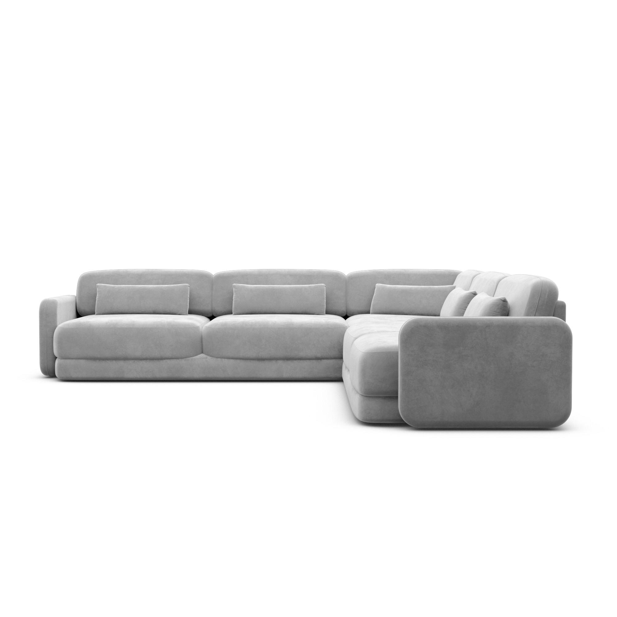 ECKSOFA Valencia L Form Samtstoff Hellgrau - Hellgrau, Textil (229/229cm) - Sofa Dreams